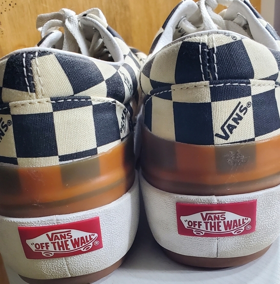 Vans Black and Cream Checkered Shoes - Picture 2 of 5